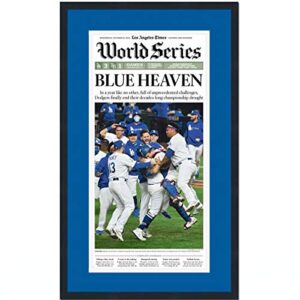 framed los angeles la times blue heaven dodgers 2020 world series champions 17x27 baseball newspaper cover photo professionally matted