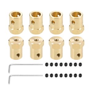 uxcell hex coupler 8mm bore motor hex brass shaft coupling flexible connector for car wheels tires shaft motor 8pcs
