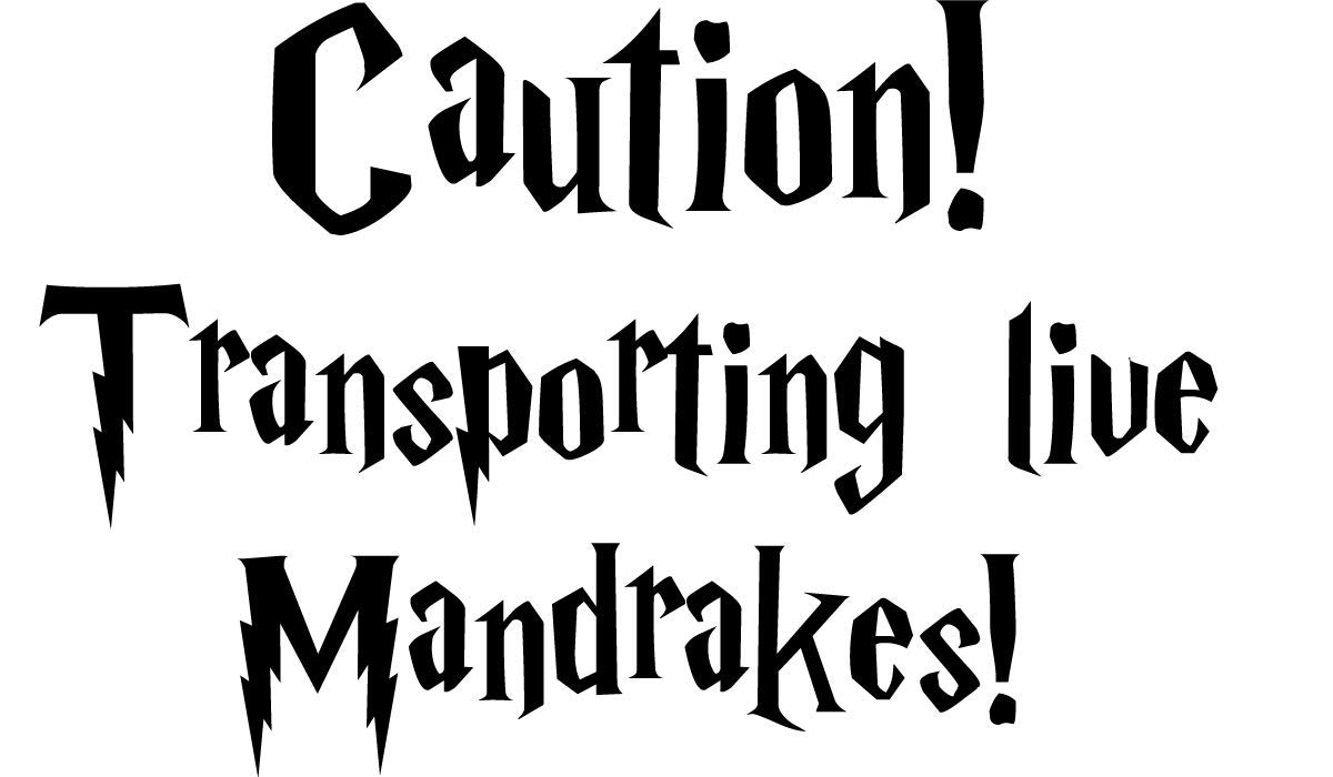 Caution Transporting Live Mandrake Vinyl Decal Sticker