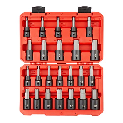 TEKTON 1/2 Inch Drive Hex Impact Bit Socket Set, 24-Piece (1/4-3/4 in., 6-19 mm) | SIB92311