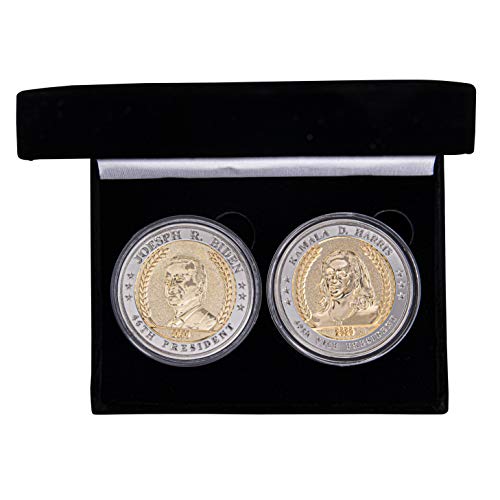 Commemorative Presidential Medal Coin Set | 2 Coin Set | Presidential Commemorative Coin | Joe Biden and Kamala Harris Coins | Velvet Presentation Box