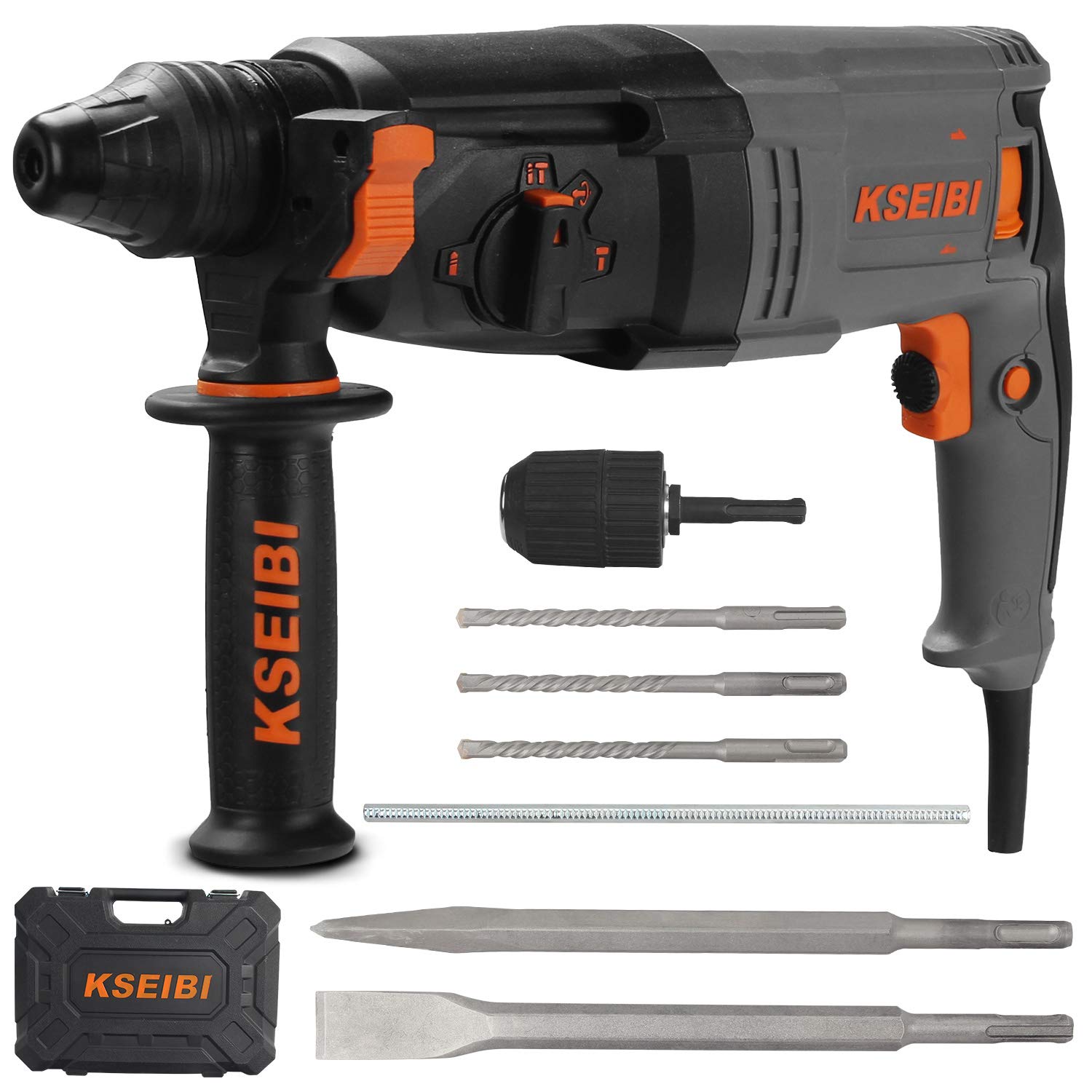 KSEIBI 1 inch Rotary Hammer Drill 6.5 Amp SDS Plus 4 Functions Reduced Vibration Variable Speed Drilling 900RPM, 4350BPM, 5 Joules Impact Rate, Safety Clutch (KSH 3-26)