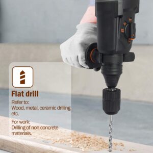 KSEIBI 1 inch Rotary Hammer Drill 6.5 Amp SDS Plus 4 Functions Reduced Vibration Variable Speed Drilling 900RPM, 4350BPM, 5 Joules Impact Rate, Safety Clutch (KSH 3-26)