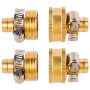 sanpaint brass garden hose connector repair mender kit with stainless clamp,fits 3/4 inch water hose fitting,2-set