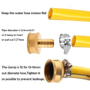 Sanpaint Brass Garden Hose Connector Repair Mender Kit with Stainless Clamp,Fits 3/4 Inch Water Hose Fitting,2-Set