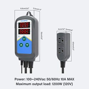 Inkbird Temperature Controller ITC-306T WiFi Heat Lamp Thermostat Reptile Temperature Controlled Outlet for Heat Mat Fermentation,1200W,10A.