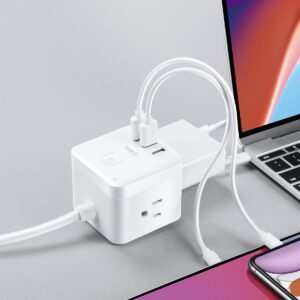 Power Strip Extension Cord with Multiple Outlets, BULL Power Strip with 3 USB Charging Ports 3 Outlets and 5ft Flexible Extension Cord, Travel for Cruise Ship Home Dorm Hotel Office