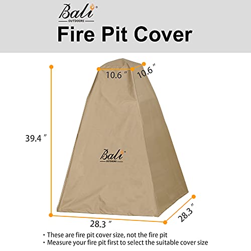 Fire Pit Cover BALI OUTDOORS Chiminea Waterproof Cover Wood Burning Fire Pit Heavy Duty Cover Patio Fireplace Cover Fire Column Cover with PVC Coating