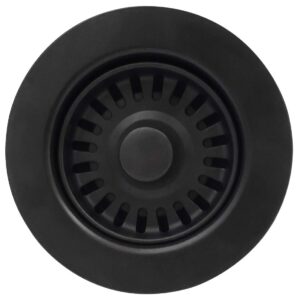 gzila 3-1/2 inch kitchen sink basket strainer and stopper drain assembly matte black with removable waste basket matched color for granite and fireclay sinks