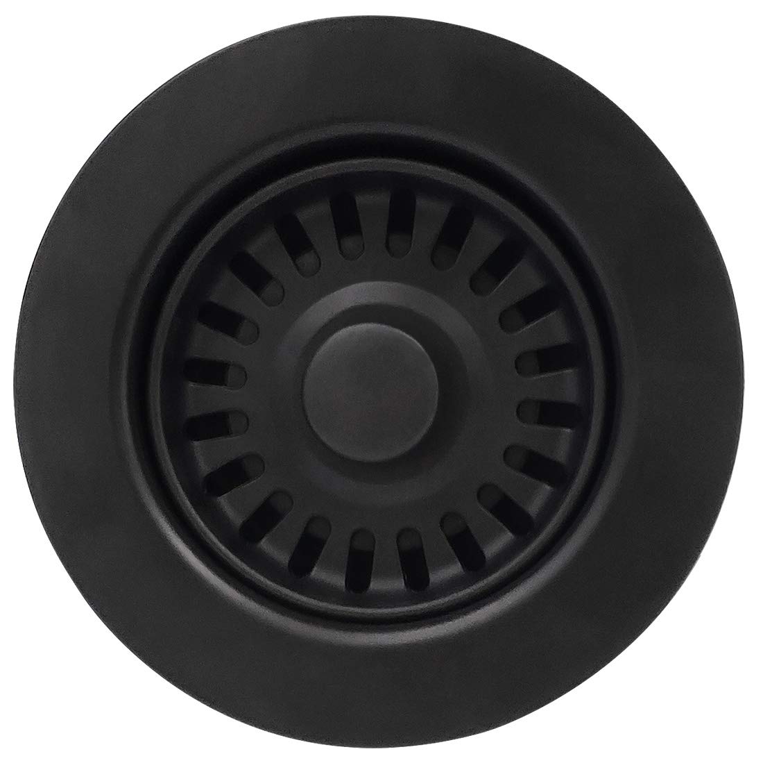 GZILA 3-1/2 Inch Kitchen Sink Basket Strainer and Stopper Drain Assembly Matte Black with Removable Waste Basket Matched Color for Granite and Fireclay Sinks