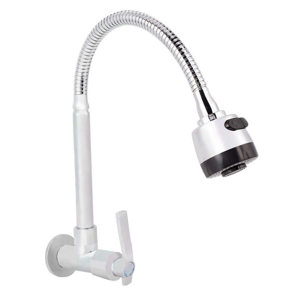 Cold Water Sink Faucet - Wall Mounted Faucet, Single Cold Water Faucet,360 Rotatable Sink Faucet Kitchen Sink Faucet Neck Laundry Room Garden Outdoor Faucets Tap