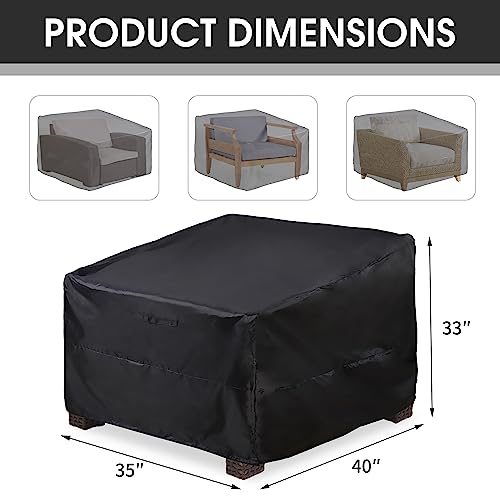 ALSTER Outdoor Chair Covers Waterproof 2 Pack, Patio Chair Covers(35" L x 40" W x 33" H), Durable and Waterproof Black Covers for Lounge Deep Seat, Rain Snow Dust Wind-Proof