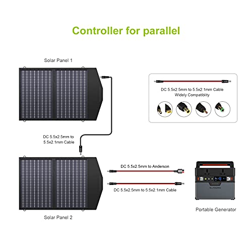 ALLPOWERS SP020 60W Foldable Solar Panel Charger, Monocrystalline Portable Solar Panel with 18V DC, USB, Parallel Ports for Jackery/Rockpals/BLUETTI Power Station Laptops Phones 12V Battery