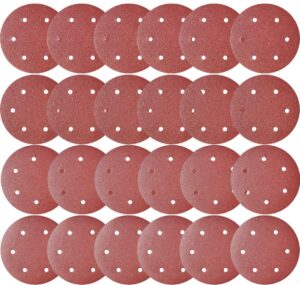 tonmp 50 pcs 9 inch 6 hole hook-and-loop sanding discs for drywall sander -10 each of 60 80 120 150 240 grits sander paper