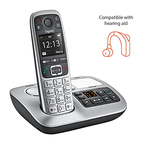 Gigaset E560A – Cordless Phone for Seniors with Answering Machine and SOS Key, Brilliant Sound Quality and Volume Amplification - Made in Germany (Platinum, Pack of 1)