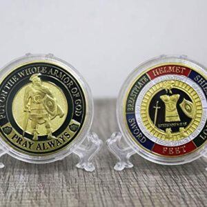 HillSpring 2 Pieces Put On The Whole Armor of God Challenge Coins (Ephesians 6:11-18)