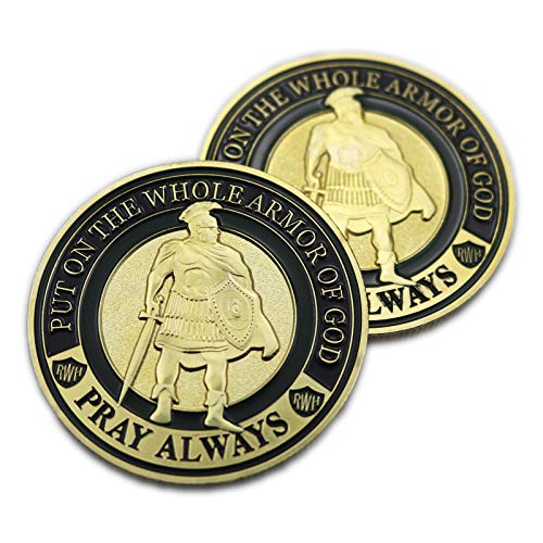 HillSpring 2 Pieces Put On The Whole Armor of God Challenge Coins (Ephesians 6:11-18)