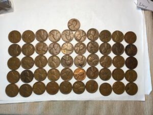 1949 d lincoln wheat cent penny roll 50 coins penny seller very fine