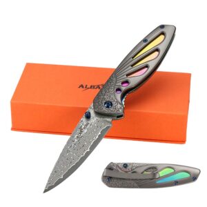albatross hgdk026 practical sharp modern damascus steel folding pocket knife with liner lock for every day use,gifts/collections