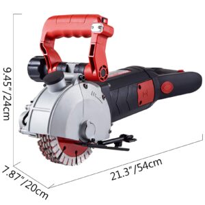 VEVOR Wall Chaser, 5800W Slotting Machine with Laser Guide 6800rpm, Max Groove Depth and Width 2" x 1.5", Concrete Grooving Cutting Machine with 8 Saw Blades and Water Pump