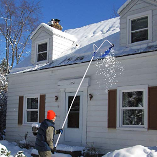 S AFSTAR Snow Roof Rake, 5.9-21 Ft Telescoping Rooftop Snow Removal Tool with Extendable Handle & Built-in Wheels, Scratch-Free Wide Blade Aluminum Snow Remover for Roof Car Snow Leaves Dribs Removal
