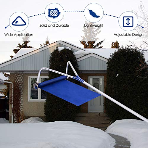 S AFSTAR Snow Roof Rake, 5.9-21 Ft Telescoping Rooftop Snow Removal Tool with Extendable Handle & Built-in Wheels, Scratch-Free Wide Blade Aluminum Snow Remover for Roof Car Snow Leaves Dribs Removal