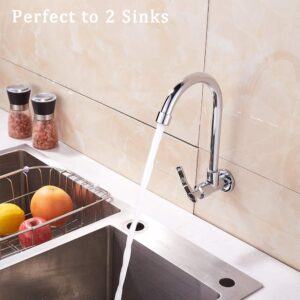 Inchant Cold Water Sink Faucet - Single Handle One Hole High Arc Wall Mount Stainless Steel Bar Faucet for Kitchen Garden Outdoor Boat Camper Easy Install Chrome Finish