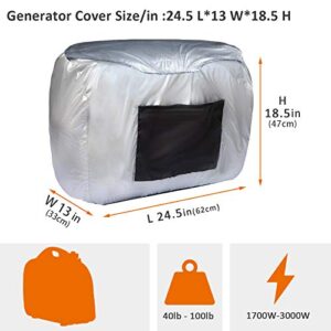 Waterproof Generator Cover Inverter Generator Storage Cover for Most Universal Generator 1000-2500 Watt (L24.5" x W13" x H18.5", Silver)