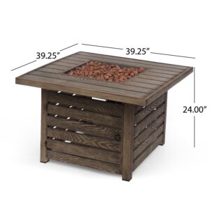 Christopher Knight Home Elberton Outdoor FIRE Pit, Wood Pattern Brown