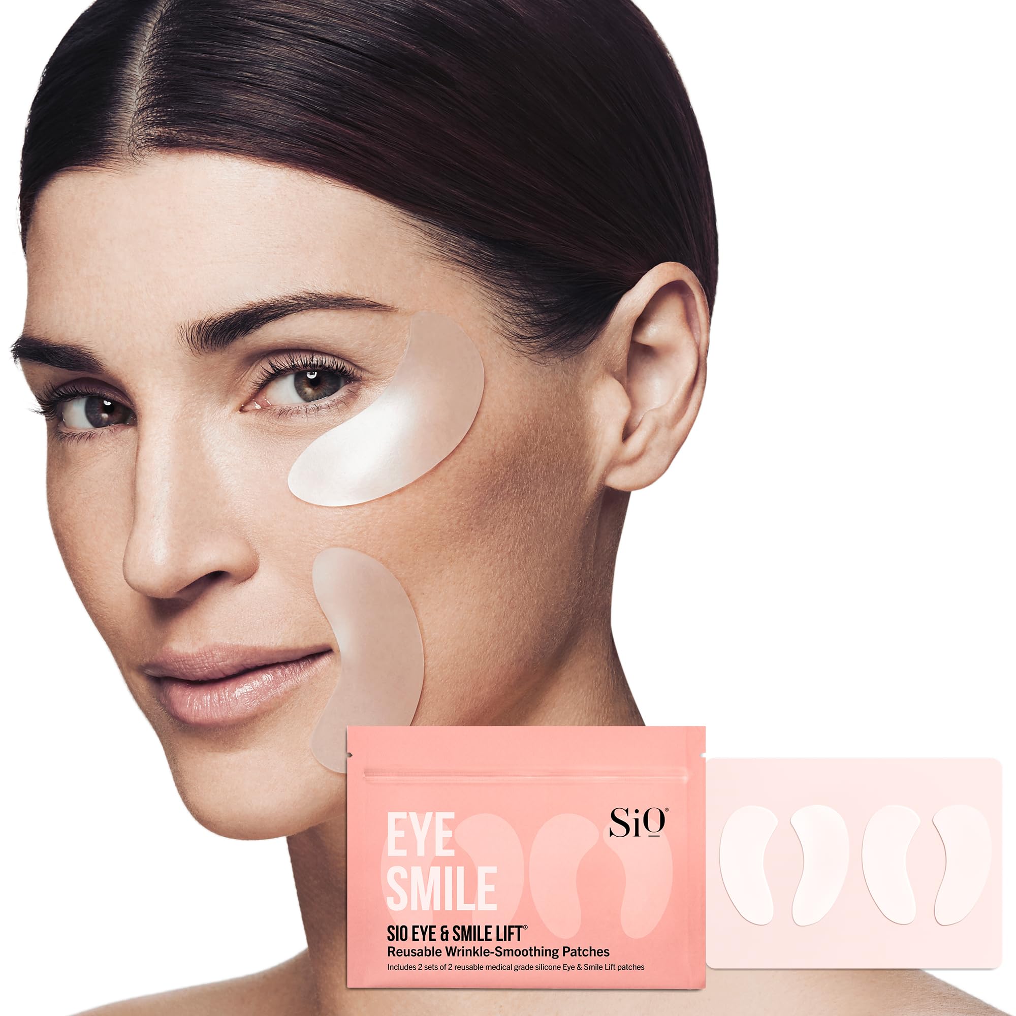 SiO Beauty Eye and Smile Lift Anti-Wrinkle Patches 4 Week Supply - Overnight Under Eye Mask Pads For Dark Circles - Silicone Skin Treatment For Wrinkles