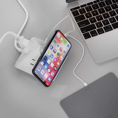 Ceptics USB Power Strip - Small & Compact - Travel Size - Grounded Dual USB + USB-C - 3 USA Outlets Input - Powerful 21W Max Total - Desk Charging Hub Station