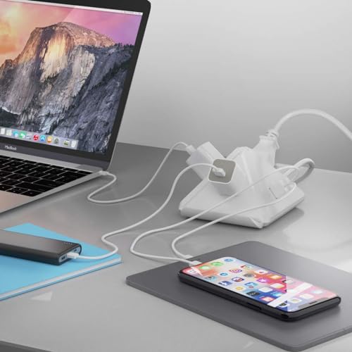 Ceptics USB Power Strip - Small & Compact - Travel Size - Grounded Dual USB + USB-C - 3 USA Outlets Input - Powerful 21W Max Total - Desk Charging Hub Station