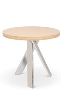 round dining table with chrome plated steel base