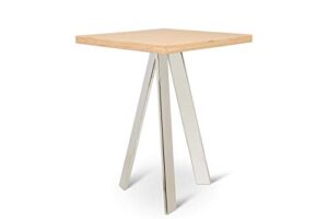 square bar table with chrome plated steel base