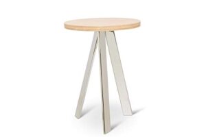 round bar table with chrome plated steel base
