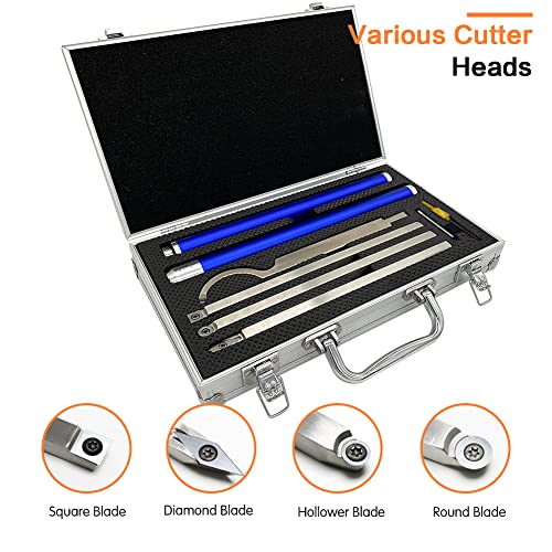 Carbide Tipped Wood Turning Tools Set, Latest Lathe Rougher Finisher Swan Neck Hollowing Tools and Interchangeable Aluminum Alloy Grip Handle with Diamond Round Square Carbide Inserts