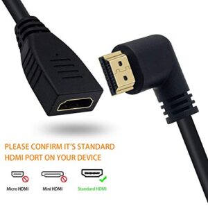 Poyiccot 8K HDMI Extension Cable, Short 8K HDMI 90 Degree Left Angle Male to Female HDMI 2.1 Cable Adapter 48Gbps with 8K 60Hz Video and 3D HDR for TV/Xbox /PS4 /PS5 (Left M/F), 0.5feet