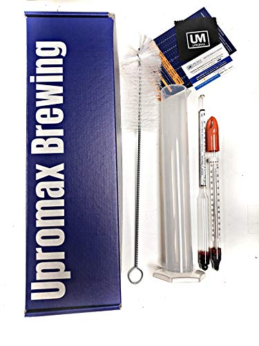 Upromax Hydrometer Alcohol Meter Test Kit: Distilled Alcohol 0-200 Proof Deluxe Set Traceable Alcoholmeter with Glass Jar for Proofing Distilled Spirits