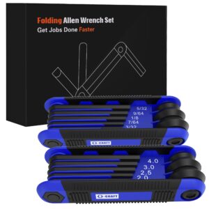 allen wrenches sets - 17pcs hex key set metric & standard sae folding allen key sets | 2 pack portable small allen wrenches sets for hex head socket screw, stocking stuffers, unique gifts for men
