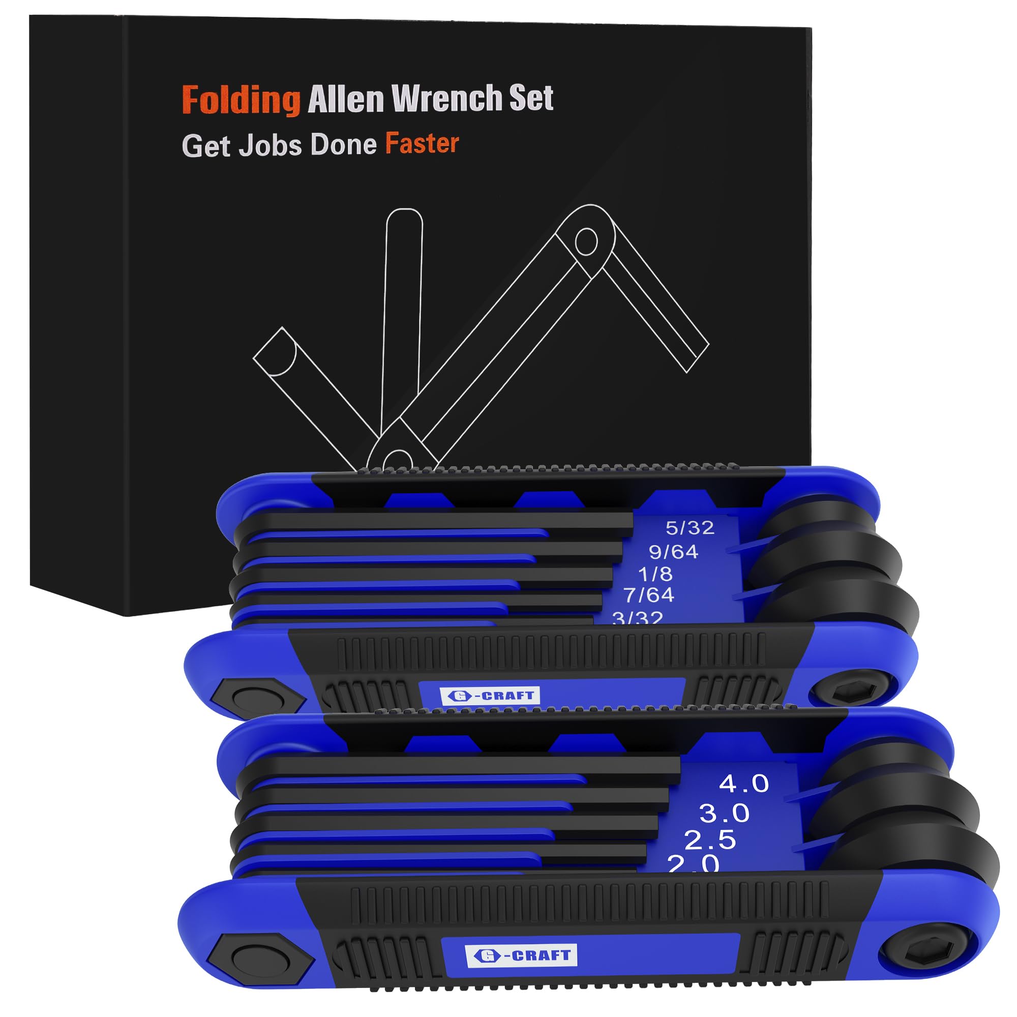 Allen Wrenches Sets - 17Pcs Hex Key Set Metric & Standard SAE Folding Allen Key Sets | 2 Pack Portable Small Allen Wrenches Sets for Hex Head Socket Screw, Stocking Stuffers, Unique Gifts For Men