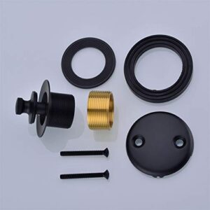 HANEBATH Brass Tub Drain Kit with Two-Hole Bathtub Overflow Cover, Matte Black