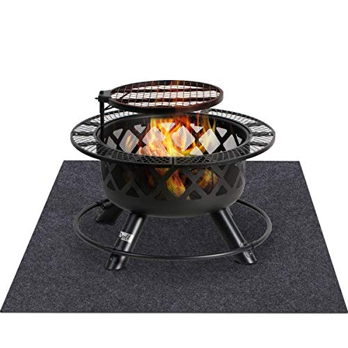 Fire Pit Mat—Gas grill mat,Retardant，Heat Resistant，Ember Mat，Electric Smoker Mat，Under the stove， Protect your deck, terrace, lawn or campground from embers，Reusable，Waterproof backing (36" x 36")