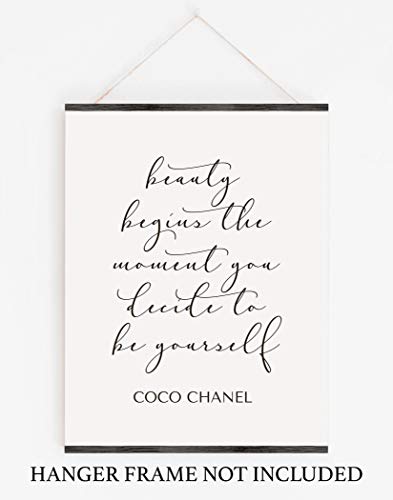 ‘Beauty Begins the Moment You Decide to be Yourself’ Coco Chanel Wall Art | 11x14 UNFRAMED Black and White Art Print | Contemporary, Positive, Inspirational, Famous Quotes, Encouraging Home Decor