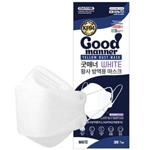 (100 count) good manner kf94 protective face safety mask (white) made in south korea