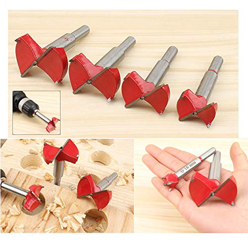 HUAXIU Forstner Drill Bit Sets, Tungsten Steel Woodworking Hole Saw Set Wood Boring Drill Bits Wood Cutter Auger Opener Round Shank Drilling Cutting Rotary Tool Kits for Wood Plastic Plywood (10 PCS)