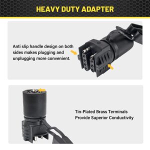 Oyviny 7 Pin Round to 4 Pin and 5 Pin Flat Blade Trailer Adapter, 7 to 5 Pin Trailer Plug Adapter 2-in-1 Design