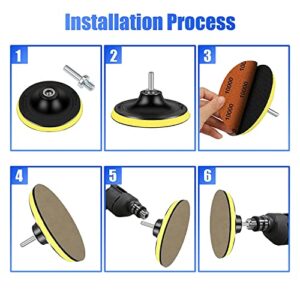 Water Grit Sandpaper 2000/3000/5000/7000/10000 and 5-inch Backing Pad Set, Wet Dry Electric Hook &Loop Sanding Disc with Pad, Grinding Abrasive Paper and Orbital Sander Polisher