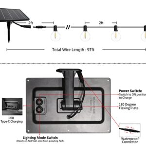 SUNTHIN Solar String Lights Outdoor, 97ft Solar Patio Lights with 48 Shatterproof G40 LED Bulbs, Hanging Solar Lights for Garden, Backyard, Porch, Bistro, Camping, Cafe Decor