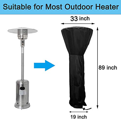 Patio Heater Cover Upgraded Outdoor Waterproof Standup Round Patio Heater Covers Dustproof,Wind-Resistant, Sunlight-Resistant,Snow-Resistant,with Zipper and Storage Bag (89'' H x 33" D x 19" B)