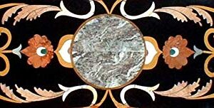 Pietra Dura Natural Black Marble 48" x 24" Inch Rectangular Dining Table Top, Stone Inlay Breakfast Table Top, Centre Table Top, Marble Outdoor Garden Table Top, Piece Of Conversation, Family HeirLoom